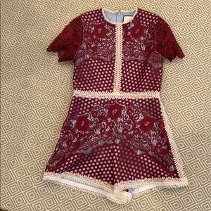 Alexis light blue and maroon romper size large